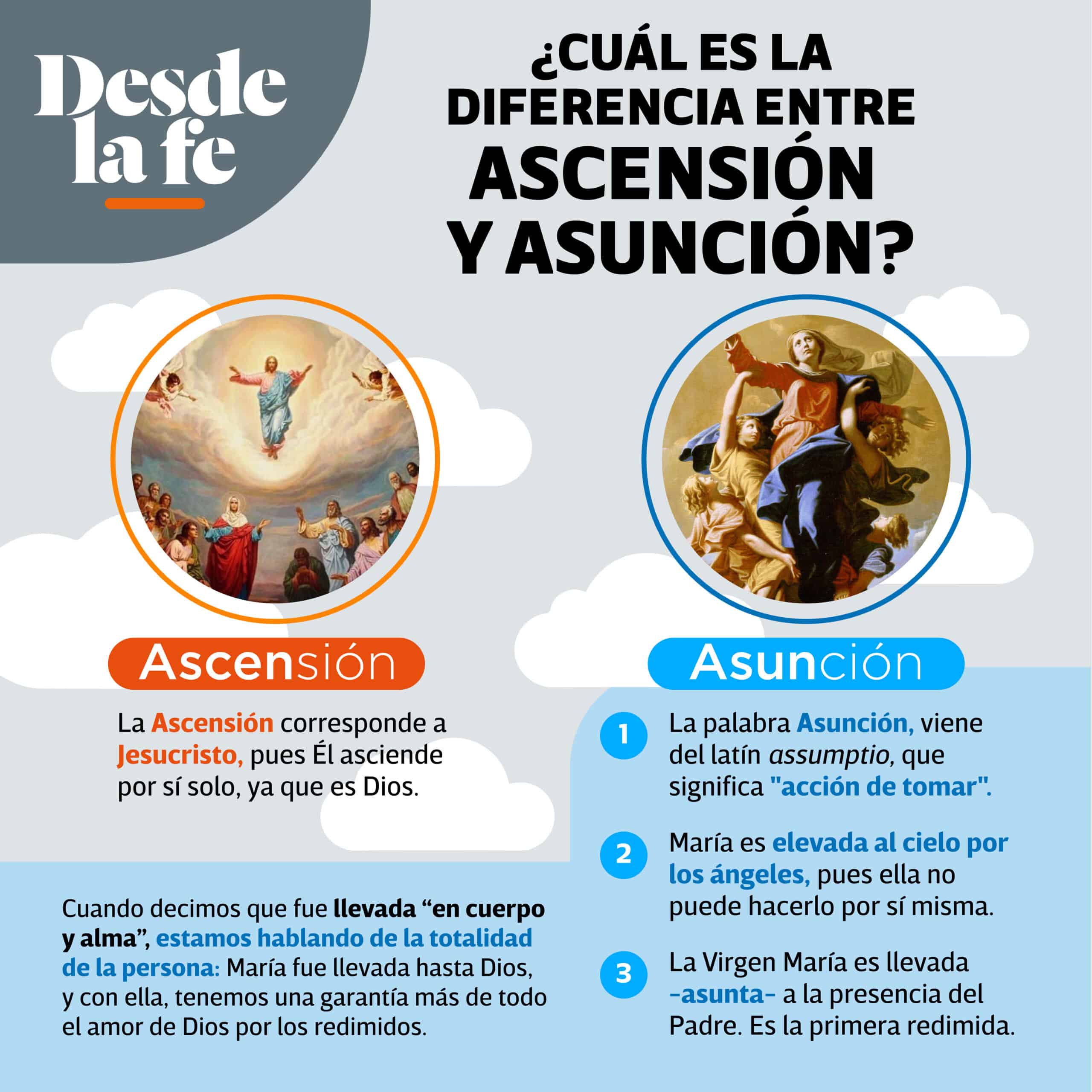 Diferencia entre Ascensión del Señor y Asunción de María.