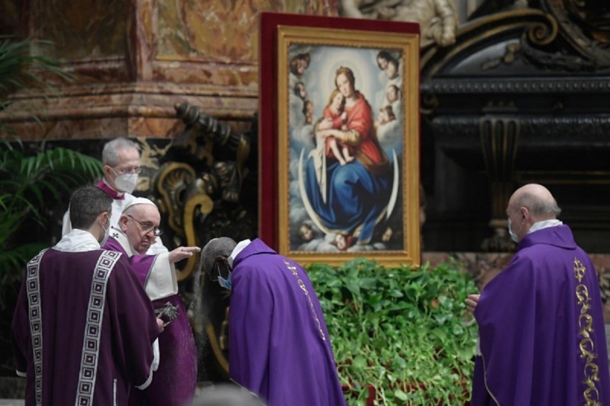 Papa Francisco presidió la Misa por el Miércoles de Ceniza 2021. Foto: Vatican Media.