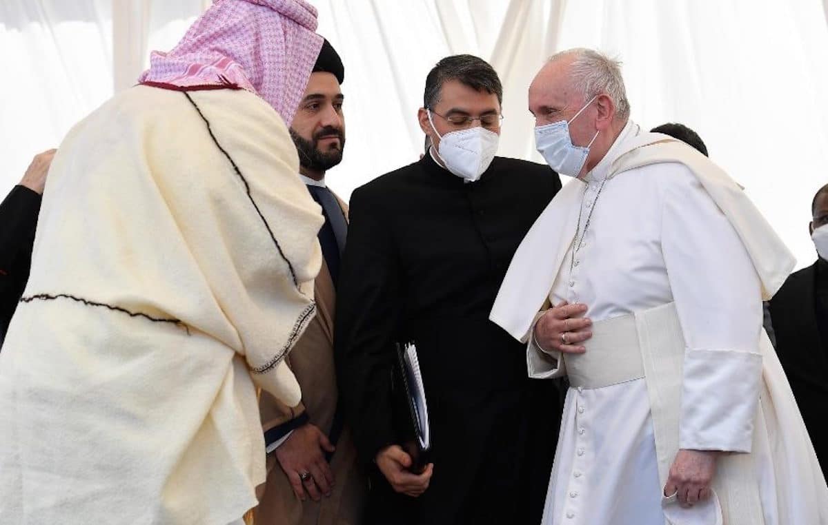 Encuentro interreligioso presidido por el Papa Francisco en la ciudad de Ur, en Irak. Foto: Vatican Media