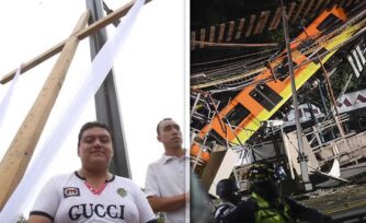 Donan cruz del Viacrucis de Iztapalapa al altar de la Línea 12 del Metro