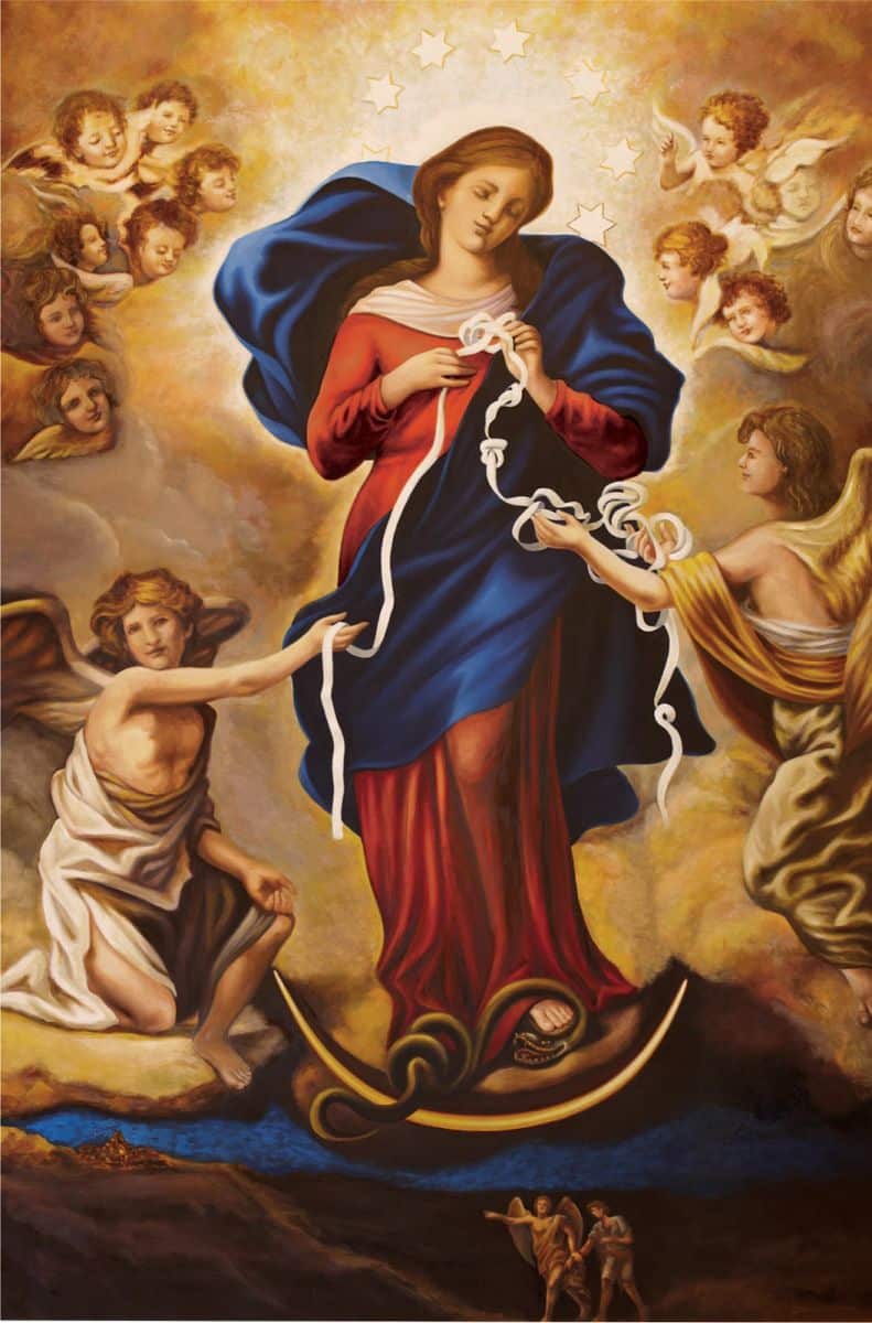 Pintura de la Virgen Desatanudos o Desatadora de nudos.