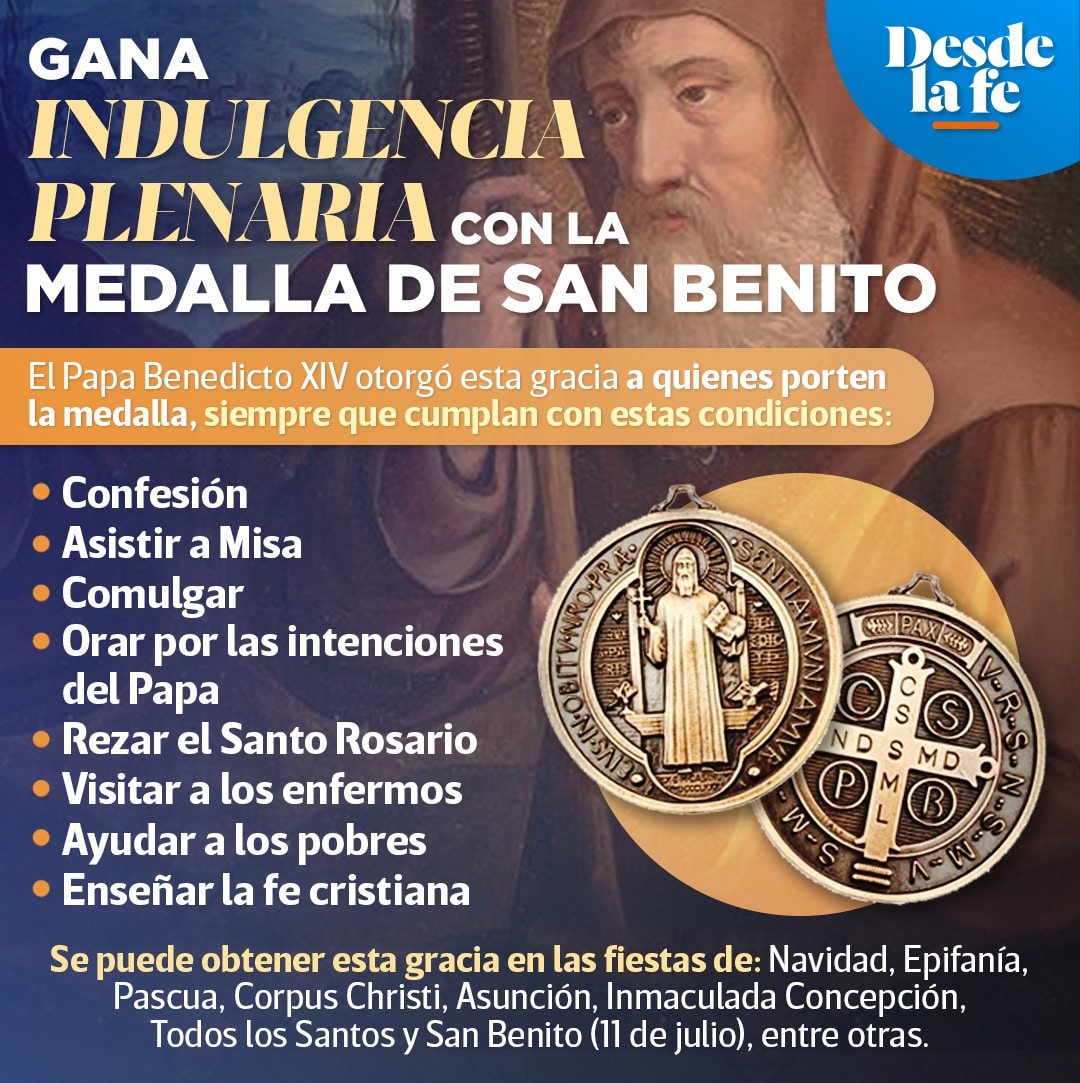 Con la medalla de San Benito es posible ganar Indulgencia Plenaria.