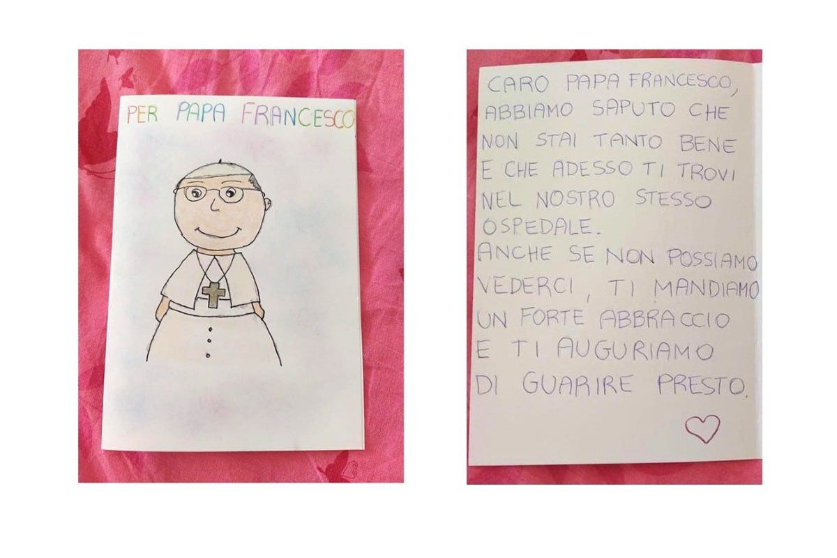 La carta que los niños pacientes de oncología enviaron al Papa Francisco. Foto: Vatican News.