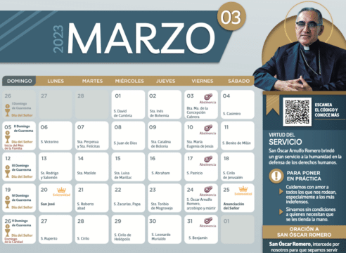 Calendario de Marzo 2023 con festivos para descargar e imprimir