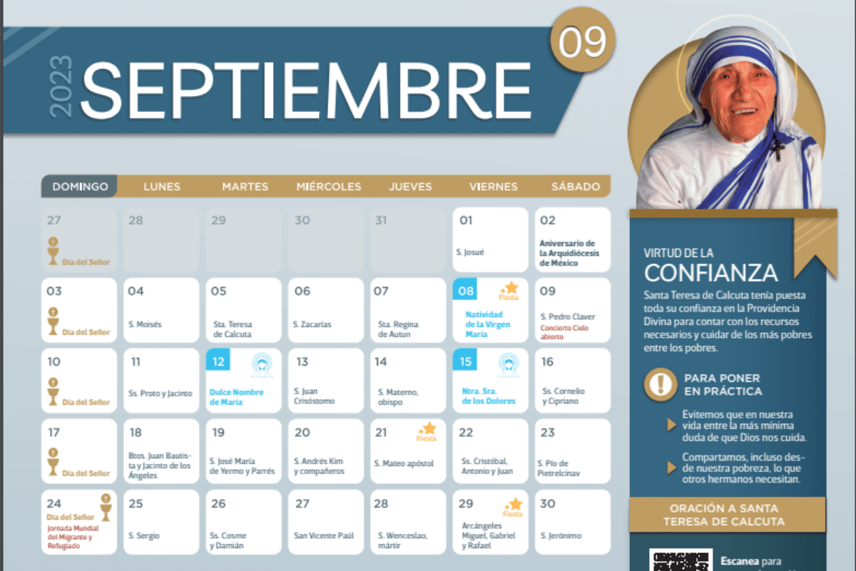 Calendario de Septiembre 2023 con festivos para descargar e imprimir gratis