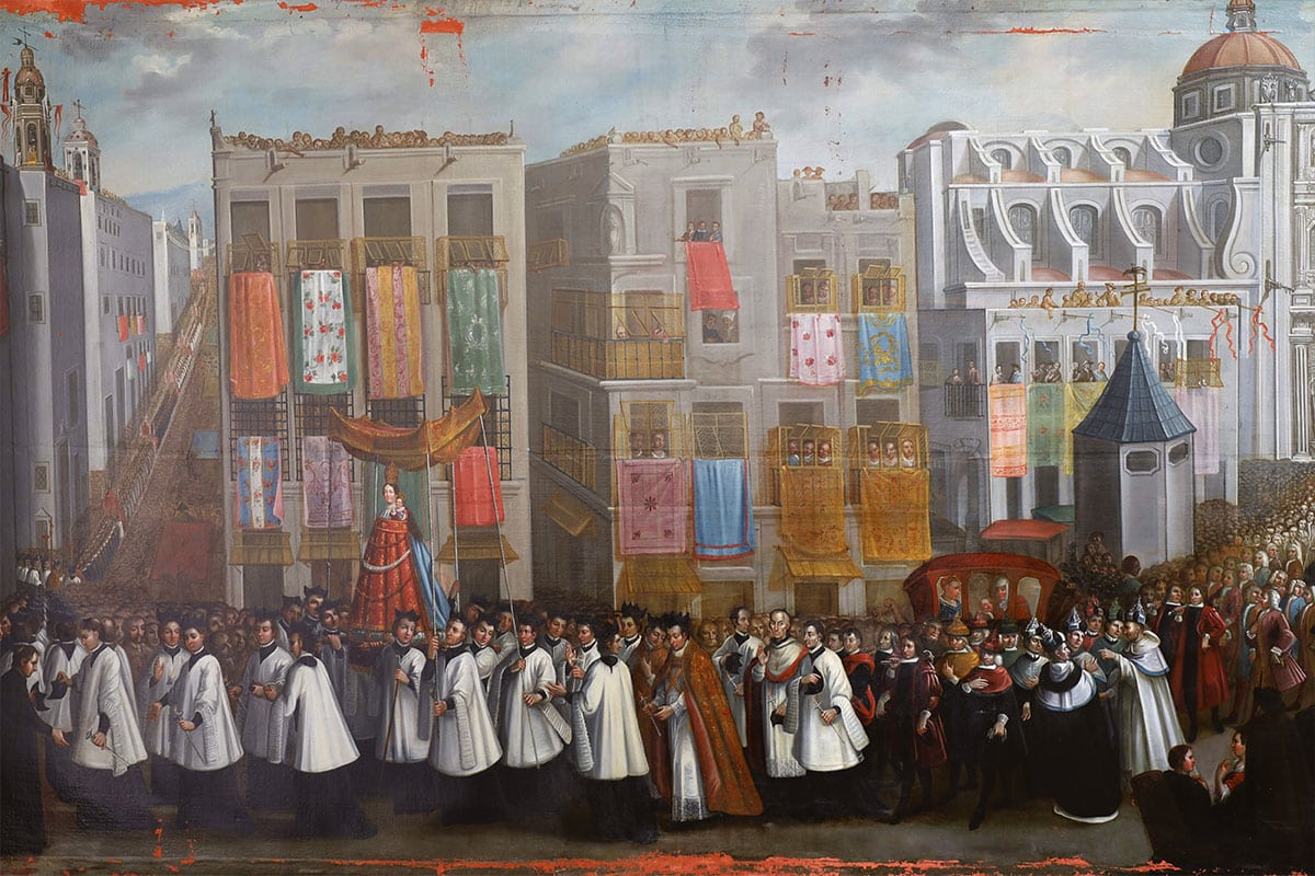 Pintura muestra procesión a la Virgen de Loreto en el México del siglo XVIII