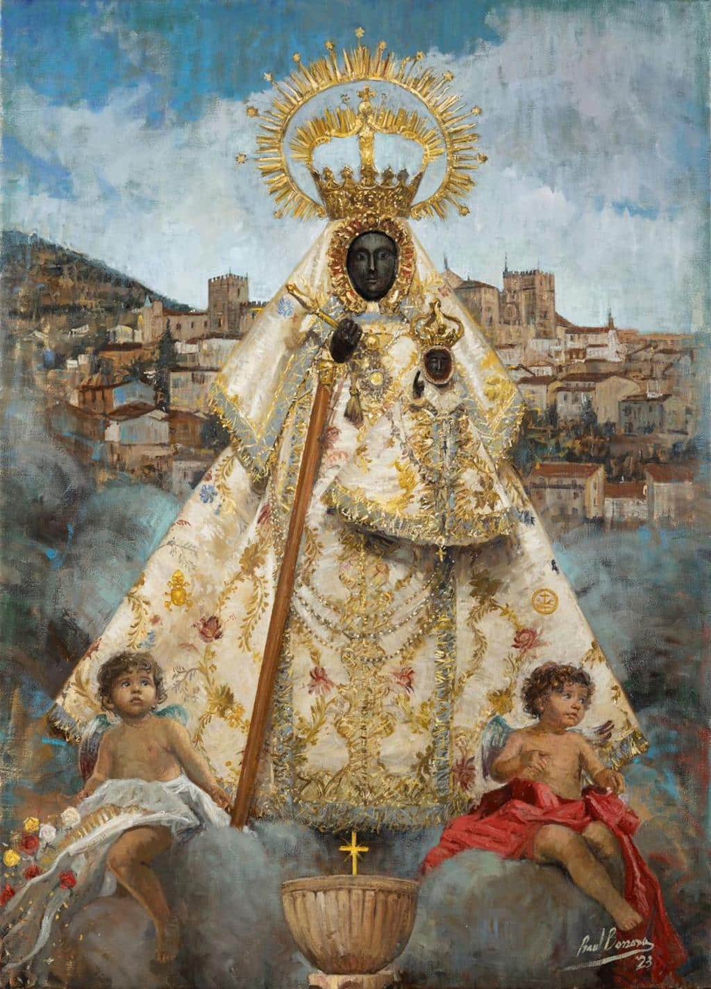 Cuadro de la Virgen de Guadalupe de Extremadura pintado por Berzosa que estará en la Basílica de Guadalupe.