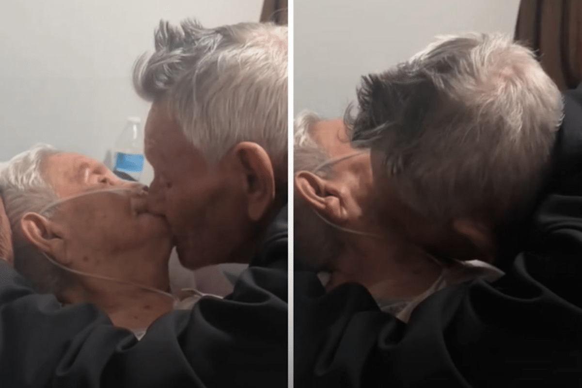Abuelito se despide de su esposa con un beso y estas palabras (Video)