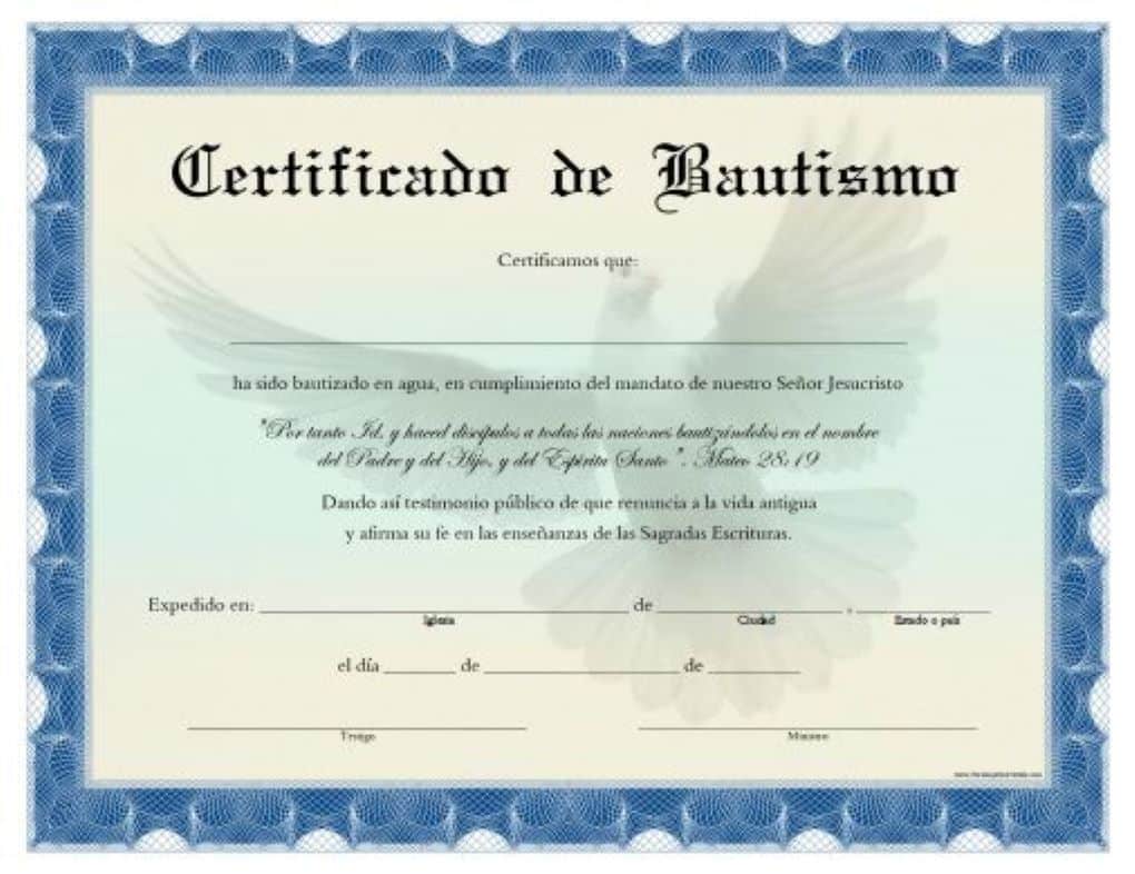 certificado de bautismo