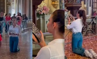 Miss Costa Rica cumple promesa y lleva su corona a la Virgen de Los Ángeles