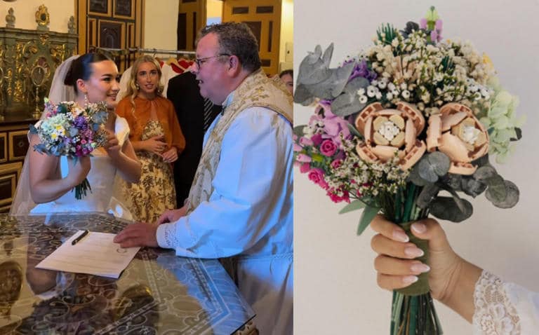 El ramo de novia hecho de LEGO que fue signo de una “Diosidencia”