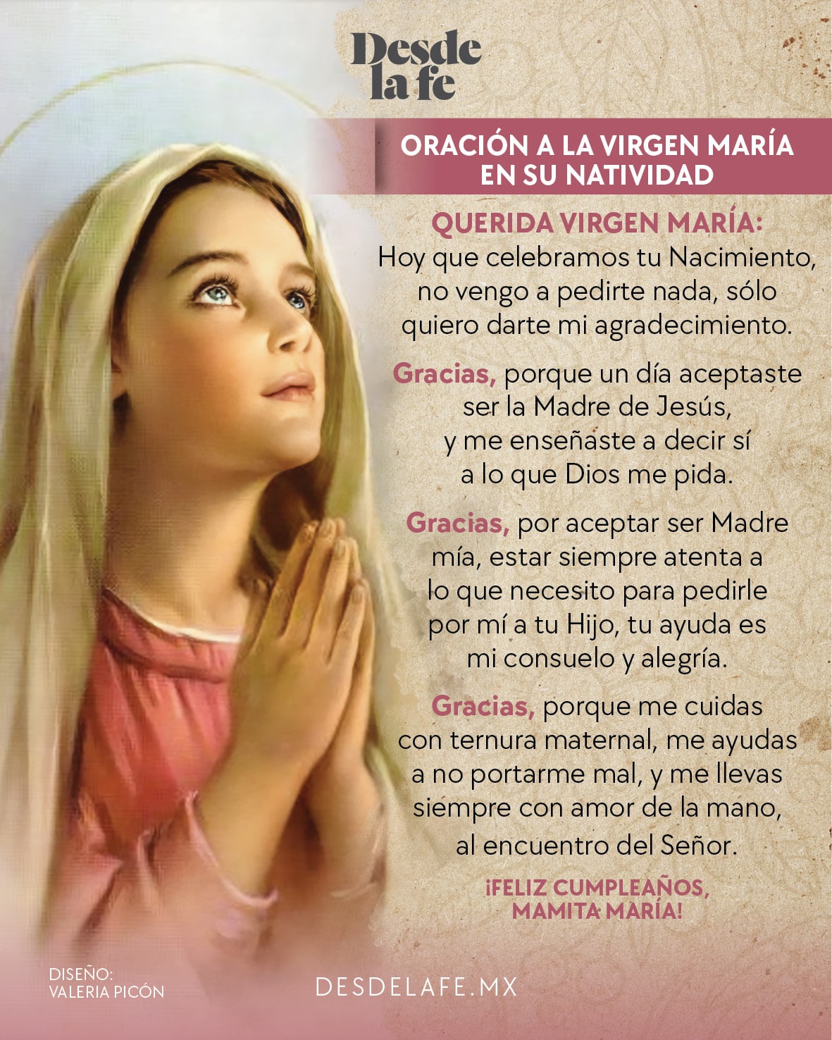 Oración a la Virgen María en su Natividad